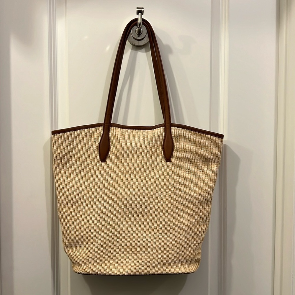 Madewell Leather Trimmed Straw Tote